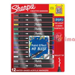 Комплект акрилни маркери Sharpie 12 цвята, объл връх