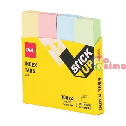 самозалепващи хартиени индекси Deli 76 x 19mm 4 цвята пастел