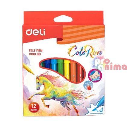 Флумастери Deli Colorun 12 цвята, картонена кутия