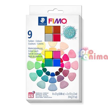 Комплект с полимерна глина Fimo Mixing Pearls 9 цвята: 8 x 25 g и 2 x 57 g