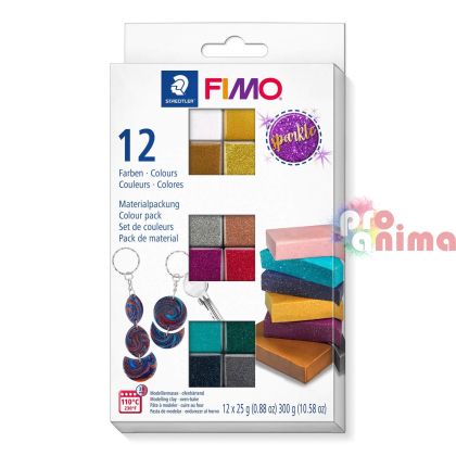 Комплект с полимерна глина Fimo Sparkle 12 цвята x 25 g