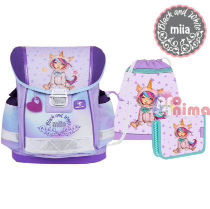 Комплект за първи клас Belmil Miia Unicorn- раница с три отделения, несесер и торба за спорт