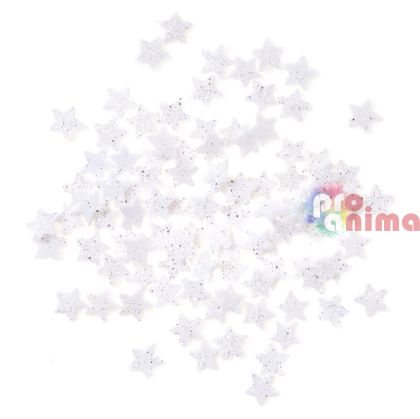 Звезди с глитер за декорация DP Craft, 96 бр., 1.1 cm, бели