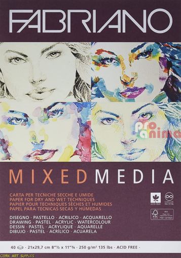 Скицник Fabriano Mix Media А4, 250 g/m2, 40 листа