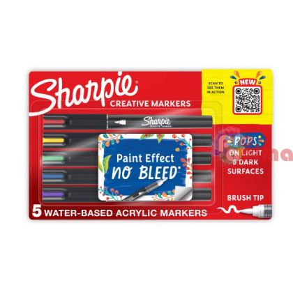 Акрилни маркери Sharpie, 5 цвята, връх четка