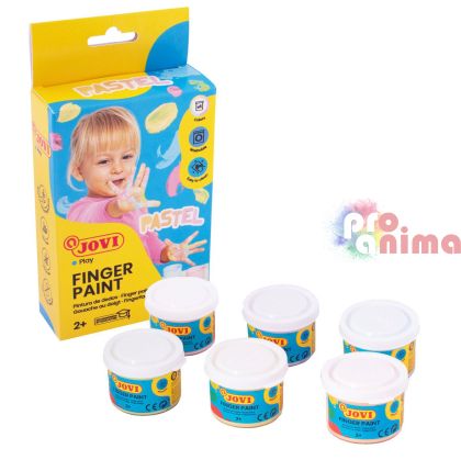 Комплект бои за рисуване с пръсти JOVI, 6 пастелни цвята
