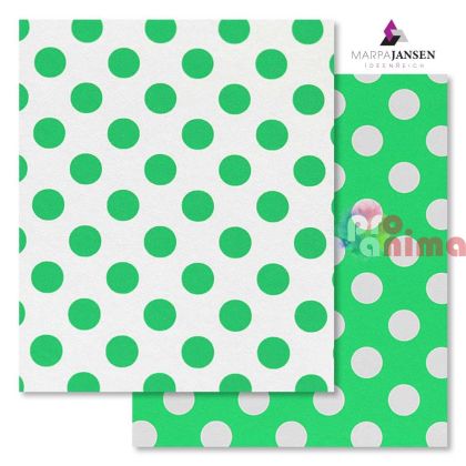 Картон варио Marpa Jansen, 50 x 70 cm, 300 g/m2, бяло-зелен на точки