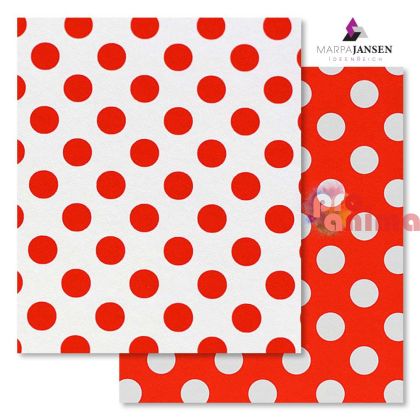 Картон варио Marpa Jansen, 50 x 70 cm, 300 g/m2, бяло-червени точки