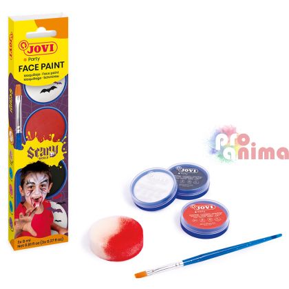Бои за лице и тяло Jovi Scary, 3 цвята x 8 ml+ гъбичка и четка