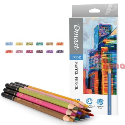 Пастелни моливи  Deli Dmast, 12 цвята