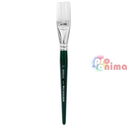 Четки за рисуване Renesans 1007F, бяла синтетика, зелена дръжка, плосък връх отделни номера