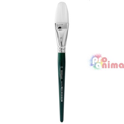 Четки за рисуване Renesans 1007FR, бяла синтетика, зелена дръжка, лешниковиден връх отделни номера