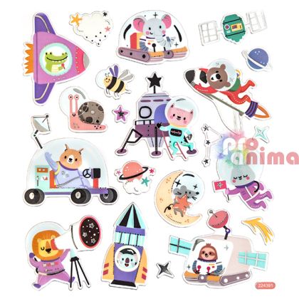 Стикери с глитер DP Craft, космически животни, 20 бр.