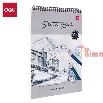 Скицник за рисуване Deli A4, 110 g/m2, 40 листа