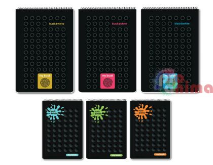 Бележник А4, Black and White, 40 листа, спирала