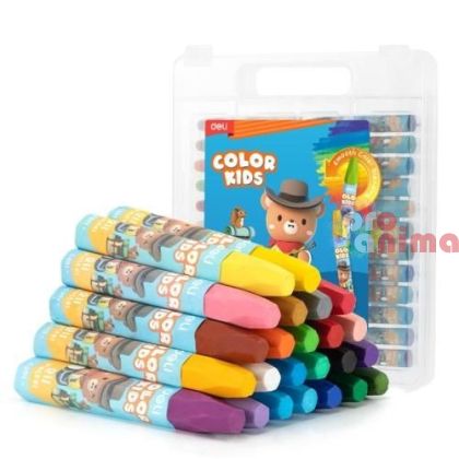 Пастели маслени Deli Color Kids, 24 цвята, измиващи се