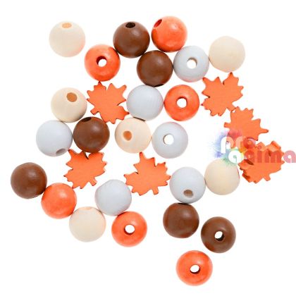 Дървени мъниста Есен, 30 бр.