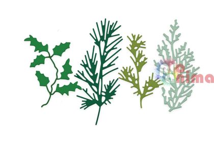 Шаблон за изрязване и релеф Зимни клонки, 4 бр.