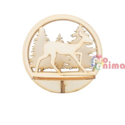 Дървени фигурки за прозрачни топки, Сърна и елфи, ф7.4 cm