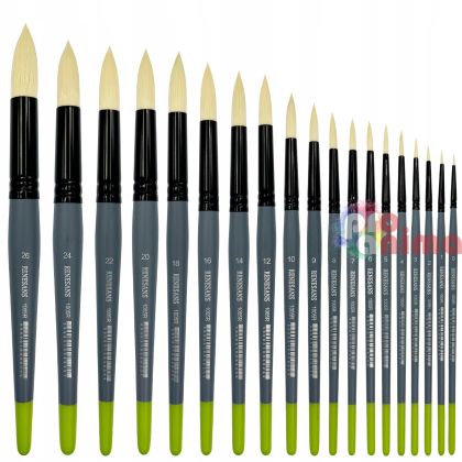 Четки за рисуване Renesans 1005R, Объл връх, Синтетика, Имитация на четина, Сива дръжка, Отделни номера