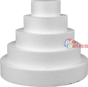 Основа за торта от стиропор, 5 етажа ф 10, 15, 20, 25, 30 x h 5 cm