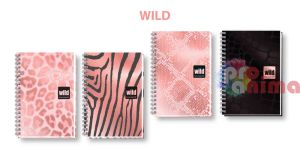 Тетрадка Black and White голям формат A4, 160 листа, редове, твърди корици, спирала Wild