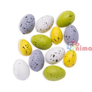 Декоративни яйца от пъдпъдък 3.5 x .2.5 cm 24 бр различни цветове