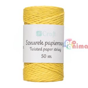 хартиено въже шнур жълт цвят 50м