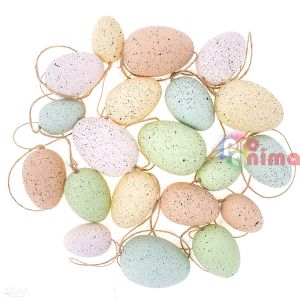 Декоративни яйца за закачане 20 бр. пастел тъмни петна
