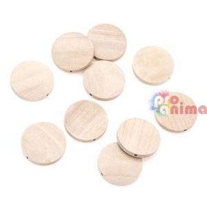 дървени мъниста дискове 10 бр. 30 mm натурален цвят