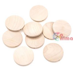 дървени мъниста дискове 4 cm 10 броя