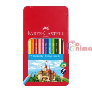 Цветни моливи Faber-Castell Замък 12 цвята метална кутия