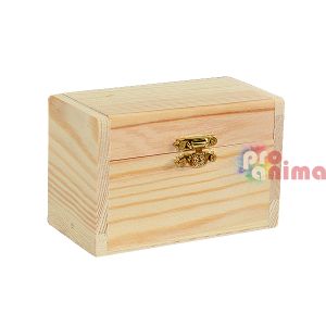 Дървена кутия със закопчалка 12 cm x 7 cm x 7.5 cm натурална
