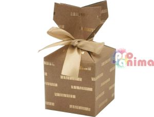 Подаръчни кутии от крафт картон 7x7 см. с панделки, комплект от 2 бр.