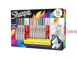Комплект перманентни маркери Sharpie Unicorn 16 цвята + касичка