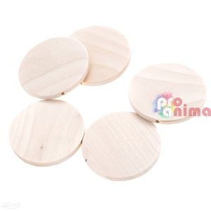 Дървени мъниста дискове 50 mm 5 бр. натурален цвят