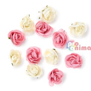 Хартиени розички за декорация 12 бр. 3 cm Крем и сьомга