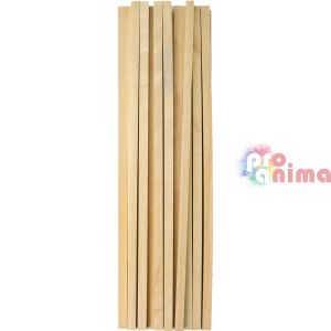 Квадратни дървени пръчици 3 mm x 200 mm, 100 бр., натурални
