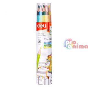 Цветни моливи Deli Enovation 12 цвята в тубус