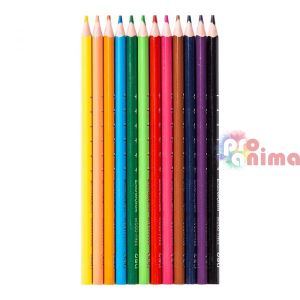 Цветни моливи в тубус, 12 цвята, Deli 