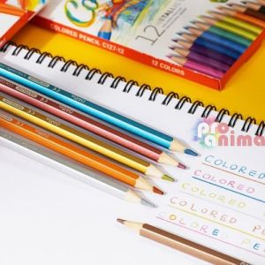 Цветни моливи Deli - 12 металически цвята