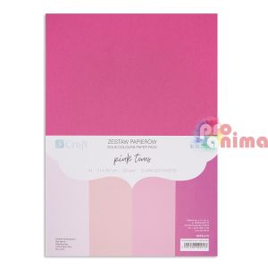 Цветен картон А4, 220 g, 20 листа, Розови тонове