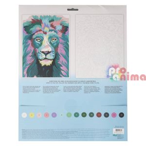 Рисуване по номера DP Craft Лъв: платно, 14 цвята, 3 бр. четки