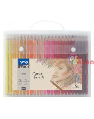 Комплект цветни моливи Spree Artist Hobby 72 цвята, шестоъгълни, 3.8 mm, в куфарче
