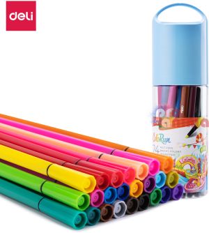 Флумастери Deli Colorun, 24 цвята в пластмасов тубус