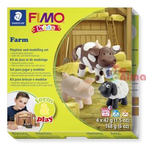 Детски комплект с полимерна глина Fimo Kids, Ферма