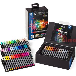 Комплект перманеннтни маркери с четка Staedtler Pigment Art Brush Pen, 60 цвята