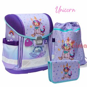 Комплект за първи клас Belmil Miia Unicorn- раница, несесер и торба за спорт