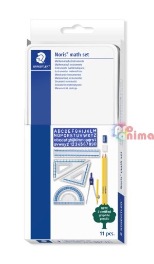 Чертожен компплект Staedtler Noris Math Set, 11 части, в метална кутия