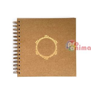 Албум за скрапбук с крафт картон и златен печат DP Craft, 20.5 x 20.5 cm, 40 л.